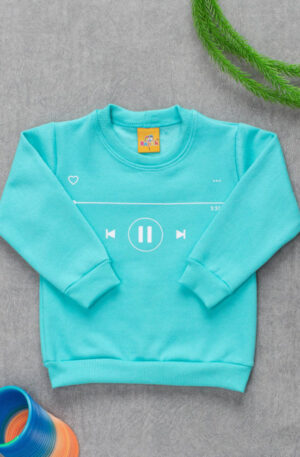 Blusa Infantil Moletom Estampa Music Turquesa